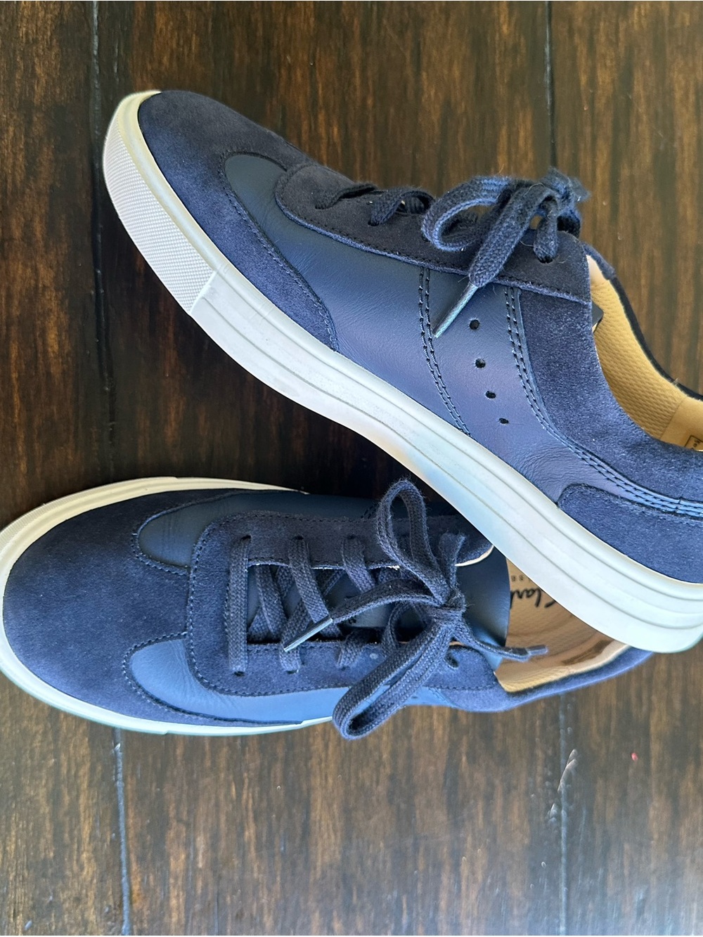 Clarks Navy Suede & Leather Women's Sneakers with White Sole